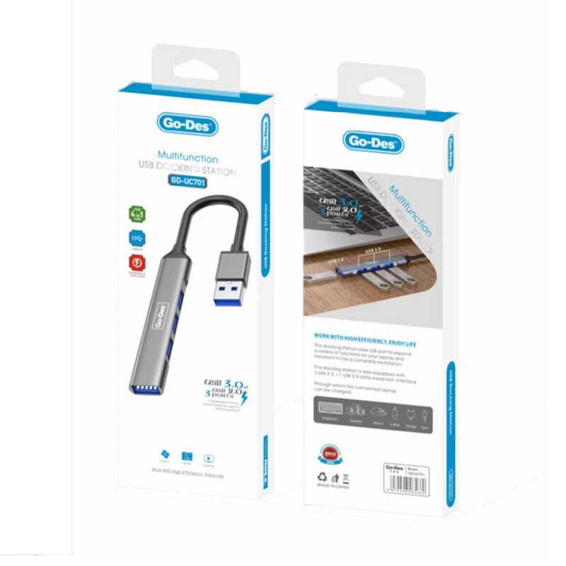 Go-Des GD-UC701 USB Uçlu 4 in 1 Çoklu USB İstasyonu - 2 Go-Des GD-UC701 USB Uçlu 4 in 1 Çoklu USB İstasyonu - 2